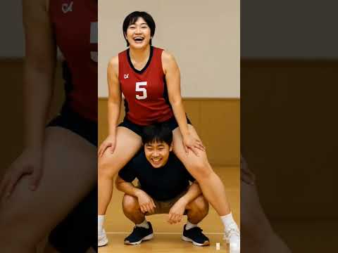 おチビ先輩肩車に挑戦 バレー女子 Ai 美女 デカ女 肩車 バレーボール Volleyballgirls AI BigGirl Volleyball