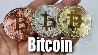 Gold, Silver, and Bronze Metal Bitcoin Coins