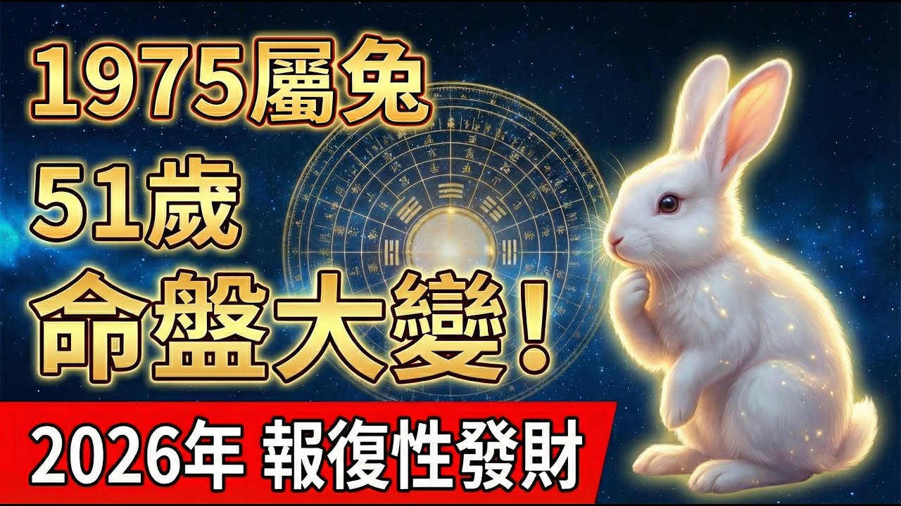 1975年屬兔人，50歲一過，2026年51歲將迎來「報復性」發財！你準備好接財了嗎？#1975年屬兔 #生肖兔 #2026年運勢 #屬兔人命運 #屬兔運勢 #生肖兔運勢 #偏財運 #貴人運 #屬兔