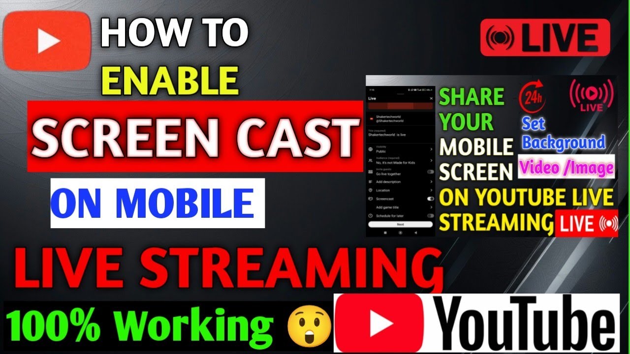 How to share mobile Screen on YouTube live streaming| How can we Enable Screen Cast on YouTube Live