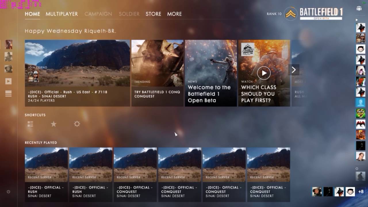 [BF1] Menu simulator - YEEES, ERROOO - YouTube