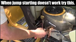 How to Jump Start a stubborn riding lawn mower when the battery is totally dead.