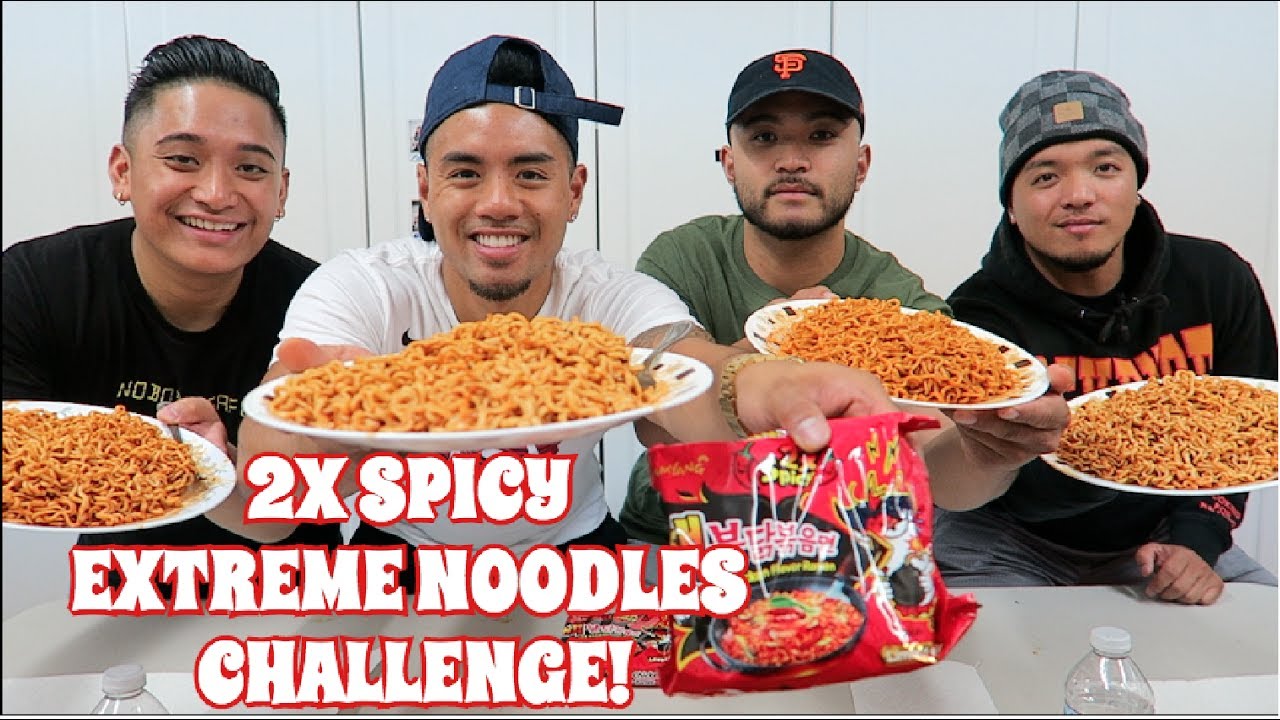 2X SPICY EXTREME NOODLES CHALLENGE! 2 PACKAGES EACH! EAT OFF YouTube