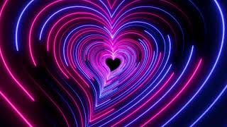 Beautiful black background of a tunnel of neon signs of the heart💜Purple Heart Background | #purple