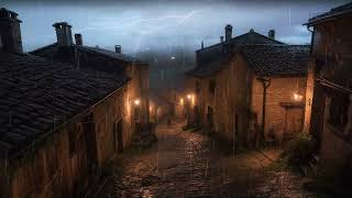 Cozy Cabin Glow In Misty Wet Forest Beneath Wide Calm Sky For Relaxing Deep Sleep Ambience