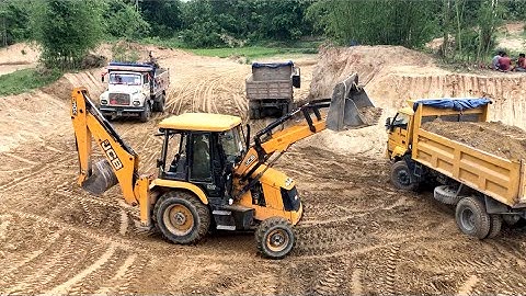 JCB Backhoe 3DX Machine Loading Soil IN Tipper Dump / JCB DOZER VIDEO
