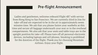 Pre-flight Announcement : Airline Announcements