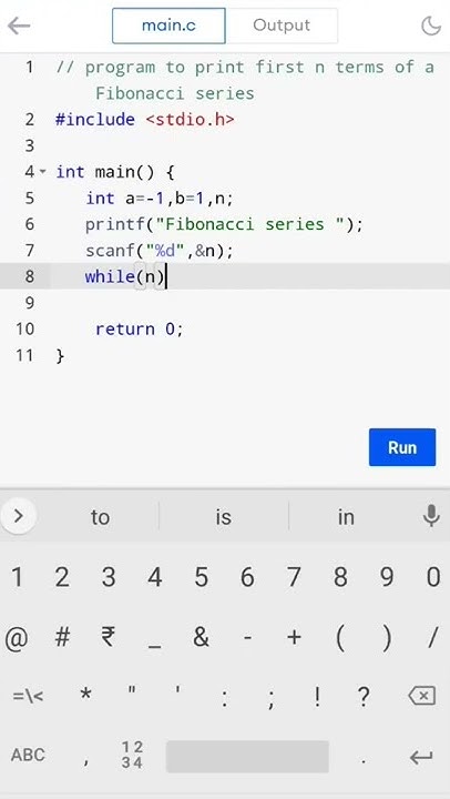 program to print first n terms of a Fibonacci series #cprogramming # ...
