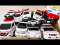 救急車とパトカーのおもちゃ！サウンドボタンを押してみる♪走行テストしたら綺麗に収納です！
