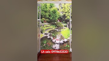 Hoàn thiện tranh dán tường 3d suối thác cửa sổ rất đẹp