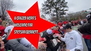 Famous A crazy hero's welcome for Stetson Bennett. Wealth