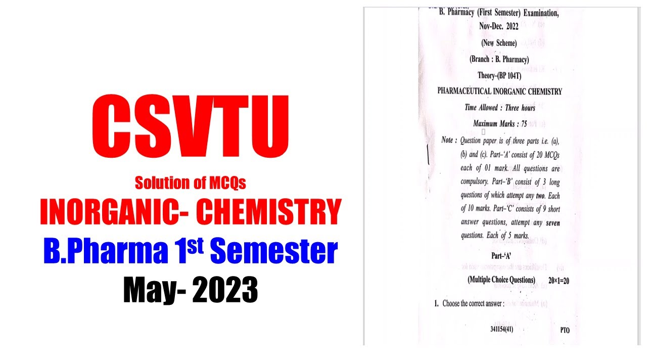 CSVTU Chemistry Main Exam Question Paper Solution MCQs