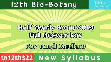 12th Bio-Botany Half Yearly Exam 2019 Full Answer Key (Tamil Medium) l SVB