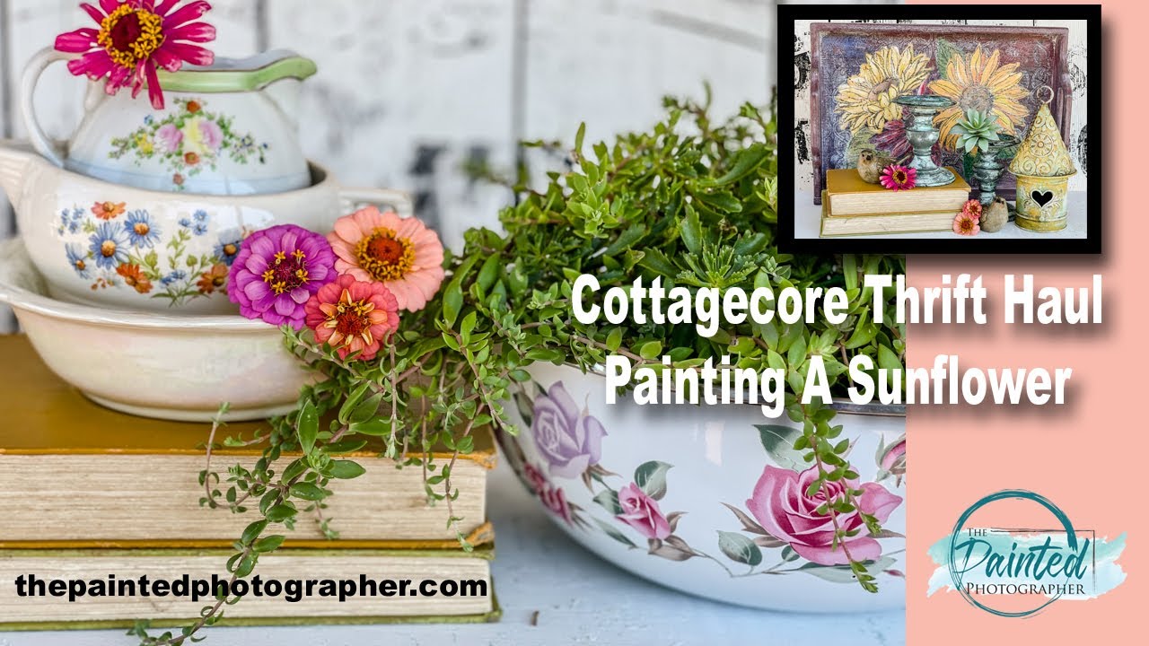 Cottagecore Thrift Haul for Profit - Painting A Sunflower - IOD Stamp