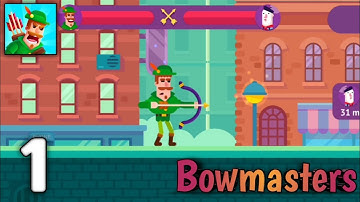 Bowmasters - Gameplay walkthrough part 1 -Tutorial ( Android , iOS )