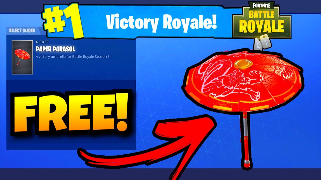 how to get the free umbrella in fortnite paper parasol free new glider - parasol fortnite