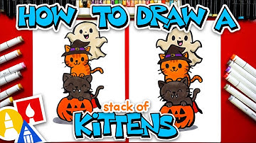 How To Draw A Cute Halloween Kitten Stack