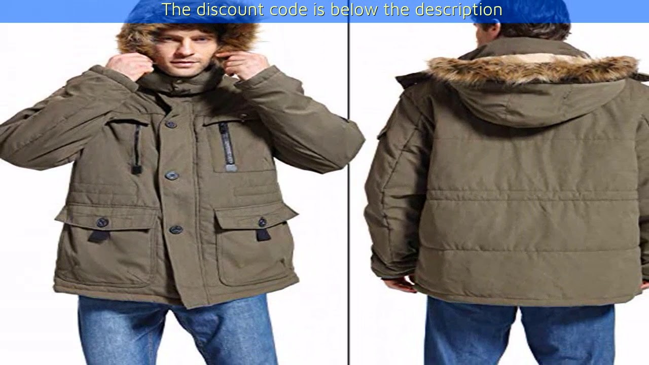 Yozai Mens Winter Parka Insulated Warm Jacket Military Coat Faux Fur ...