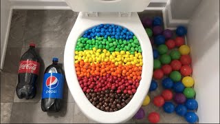 Will it Flush? - Coca Cola, Pepsi, Mirinda Balloons and Rainbow M&M's