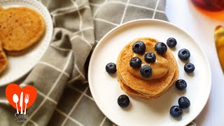 بانكيك  لذيذ وصحي بطحين القمح الكامل بدون بيض ، بدون زيت | Fluffy Whole Wheat Pancakes