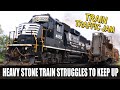 Train Traffic Jam - Heavy Stone Train Struggles to Keep Up!