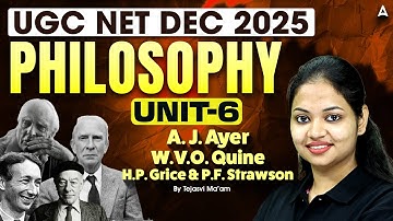 UGC NET Philosophy | UGC NET Philosophy Unit 6 AJ Ayer WVO Quine | HP Grice & PF Strawson