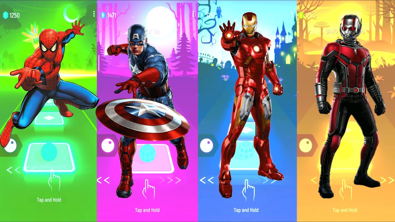 Spiderman 🆚 Captain America 🆚 Iron Man 🆚 Ant-Man | Marvel Heroes | Tiles Hop Fun Ball