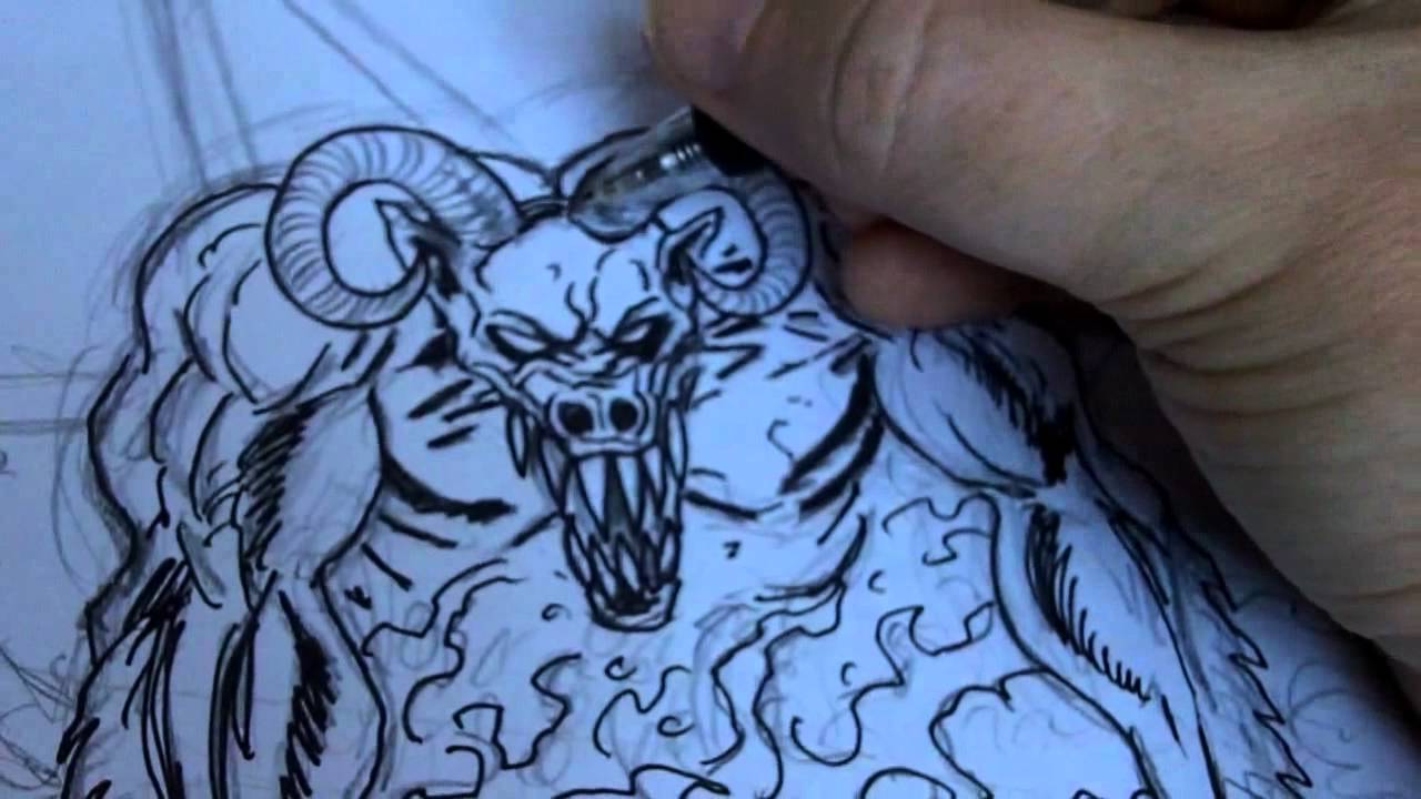 How To Draw A Goat Demon Drawing Tutorials 1-3 - YouTube