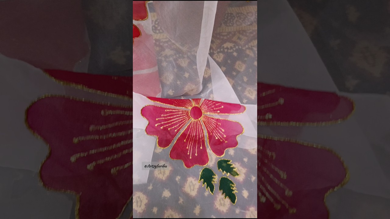 White hand painted dupatta