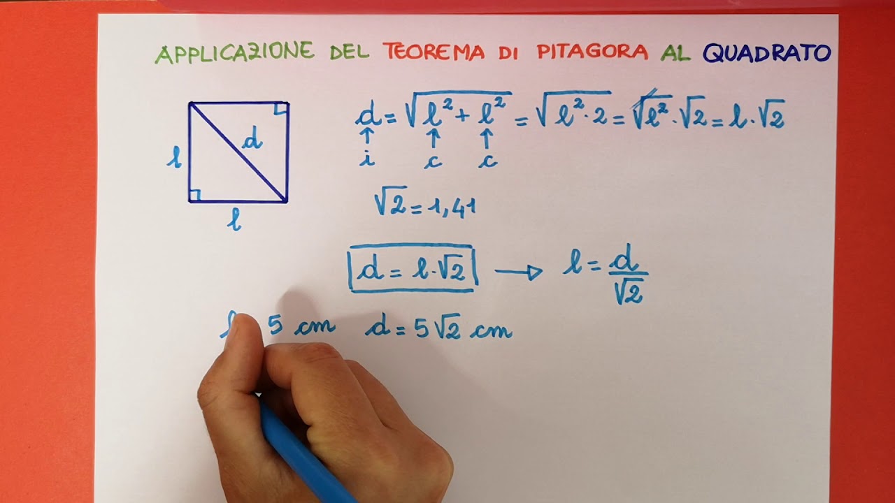 Applicazione Del Teorema Di Pitagora Al Quadrato Youtube