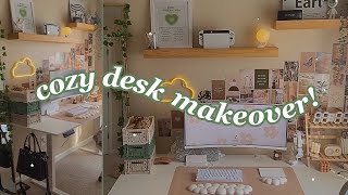 cozy desk makeover🌿🖥️ my *dream* desk setup, HUGE amazon haul, *pinterest* inspired!