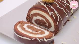 كيك رولي أو سويسرول بطريقة سهلة وناجحة بمكونات موجودة في كل بيت مستحل تفشلي فيه chocolate swiss roll