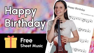 Happy Birthday Violin Tutorial with Free Sheet Music and Accompaniment