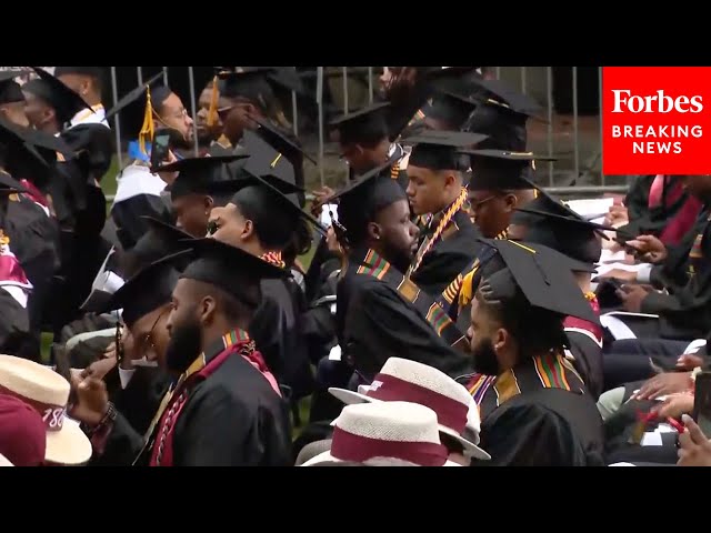 BREAKING NEWS: Some Students At Morehouse Graduation Turn Their Backs To President Biden class=