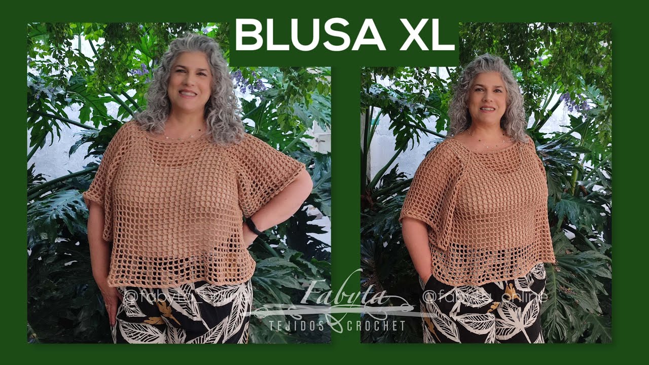 Blusa XL calada, con la tecnica top down, paso a paso super facil, Plus Size en crochet o ganchillo