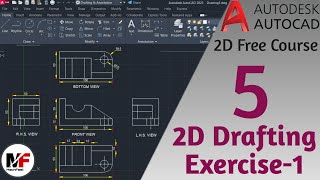 AutoCAD 2023 Lec-5 | 2D Drafting Exercise-1 | 2D Drawings with dimension & Annotation