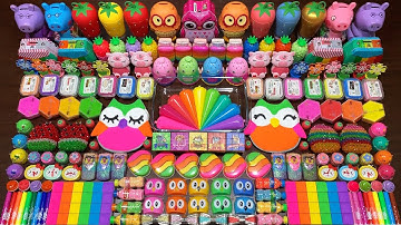 RELAXING WITH CLAY PIPING BAG & GLITTER | Mixing Random Things Into GLOSSY Slime #2017