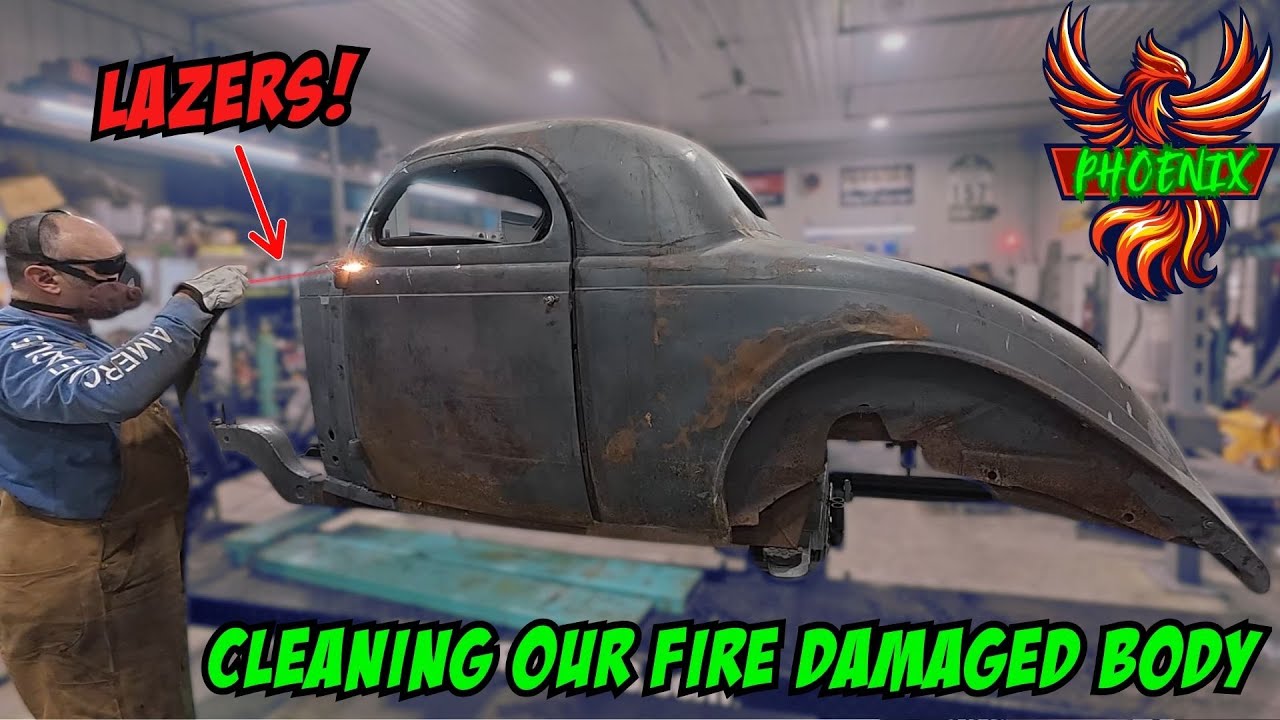 Лазерная очистка поврежденного пожаром кузова нашего Dodge Coupe 1935 года!
