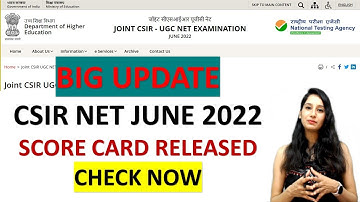 CSIR NET 2022 June (September) Score Card Released I Check now I CSIR NET 2022 Result Released