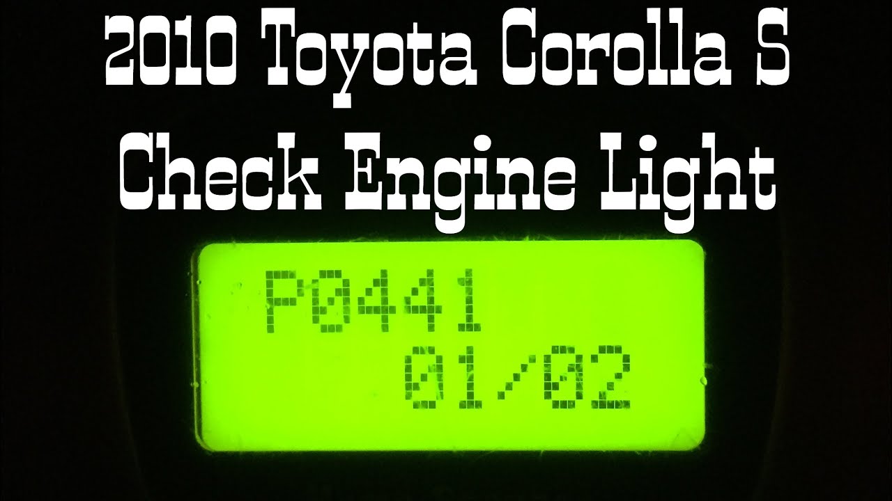 2010 Toyota Corolla S - Check Engine Light - YouTube
