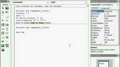 VISUAL BASIC TABLE OF 2