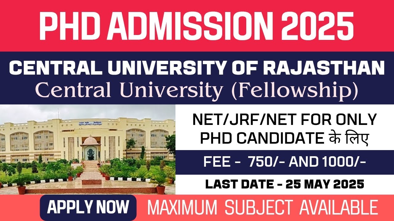 New PhD Admission 2025 | Central University of Rajasthan | CURAJ ...