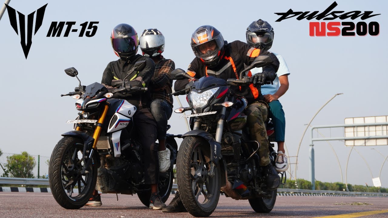 Yamaha MT15 vs Bajaj NS200 BS6 with Pillion Drag Race - Loaded Battle