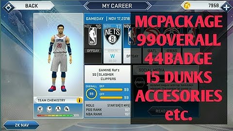 NBA2K19v46 MOBILE ANDROID 99STATS 44BADGE ETC.(McPackage link on description)