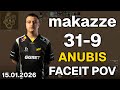 makazze (31-9, 3.44 K/D) Anubis | FACEIT POV DEMO CS2 | Jan 15, 2026 22:09 UTC