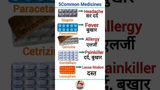 5 Common medicine🧑‍⚕️😱 #shorts #paracetamol #disprin #combiflam #cetrizine #lomophen