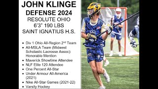 John Klinge Summer 2022 Lacrosse Highlights
