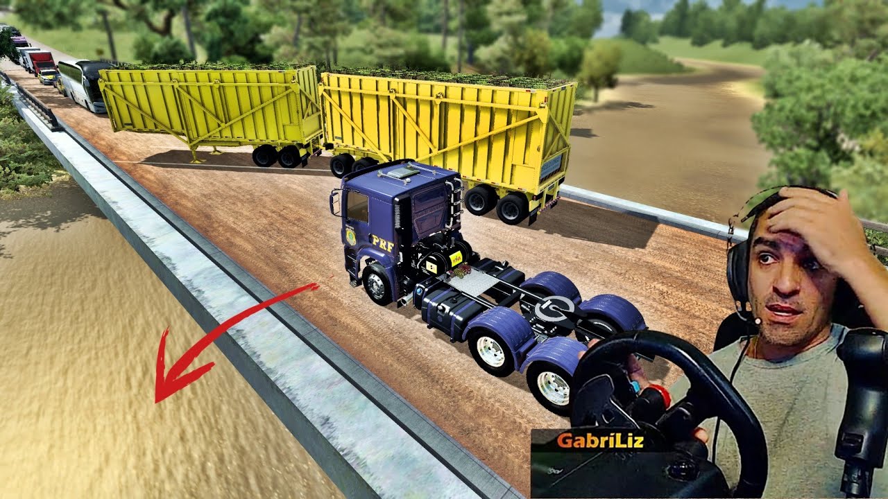 PASSEI DENTRO DO RIO PORQUE TRANCARAM A RODOVIA - Vida de Caminhoneiro 286 - Euro Truck Simulator 2