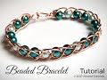 Easy beginner wire wrapped beaded bracelet tutorial, Egyptian style bangle wirework bracelet