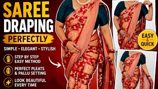 Katan Silk Saree Draping Tutorial | Easy Step-by-Step for Beginners
